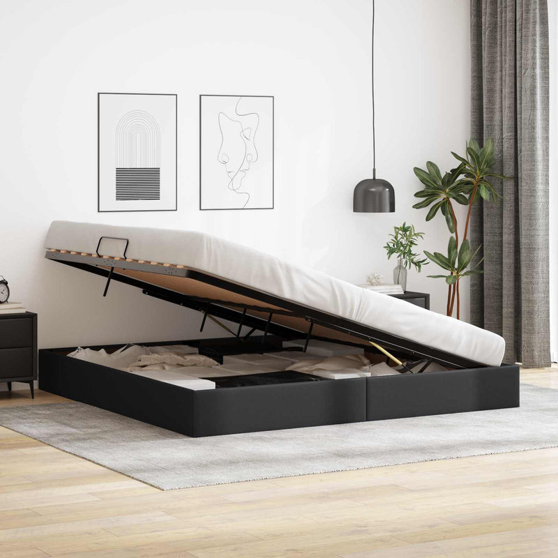 Cadru de pat otoman Negru 200 x 200 cm Piele artificială
