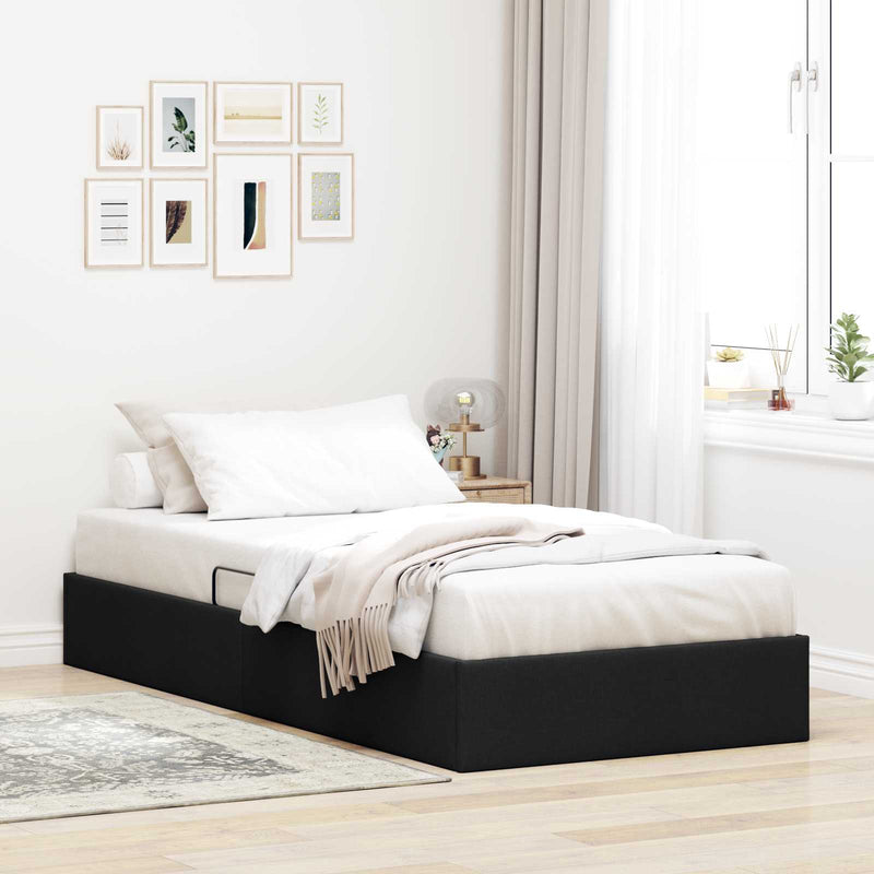 Cadru de pat otoman cu depozitare Negru 100 x 200 cm țesătură