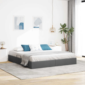 Cadru de pat otoman Gri închis 160 x 200 cm țesătură