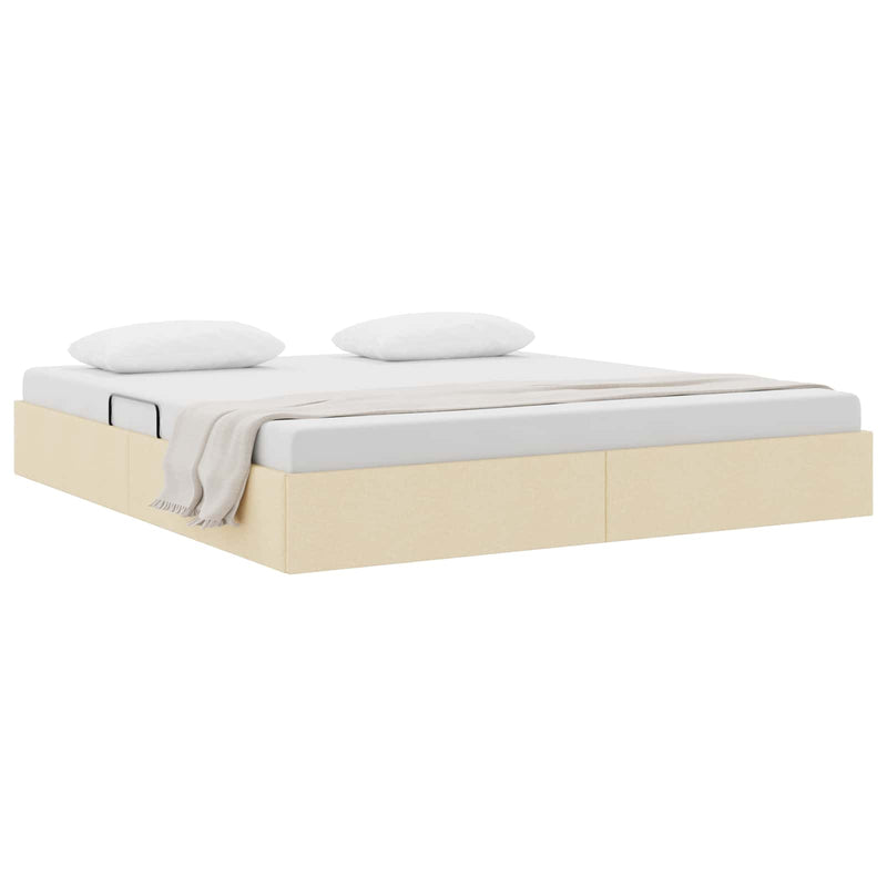 Cadru de pat otoman cu depozitare Creme 160 x 200 cm țesătură