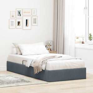 Cadru de pat otoman Gri închis 90 x 200 cm Catifea