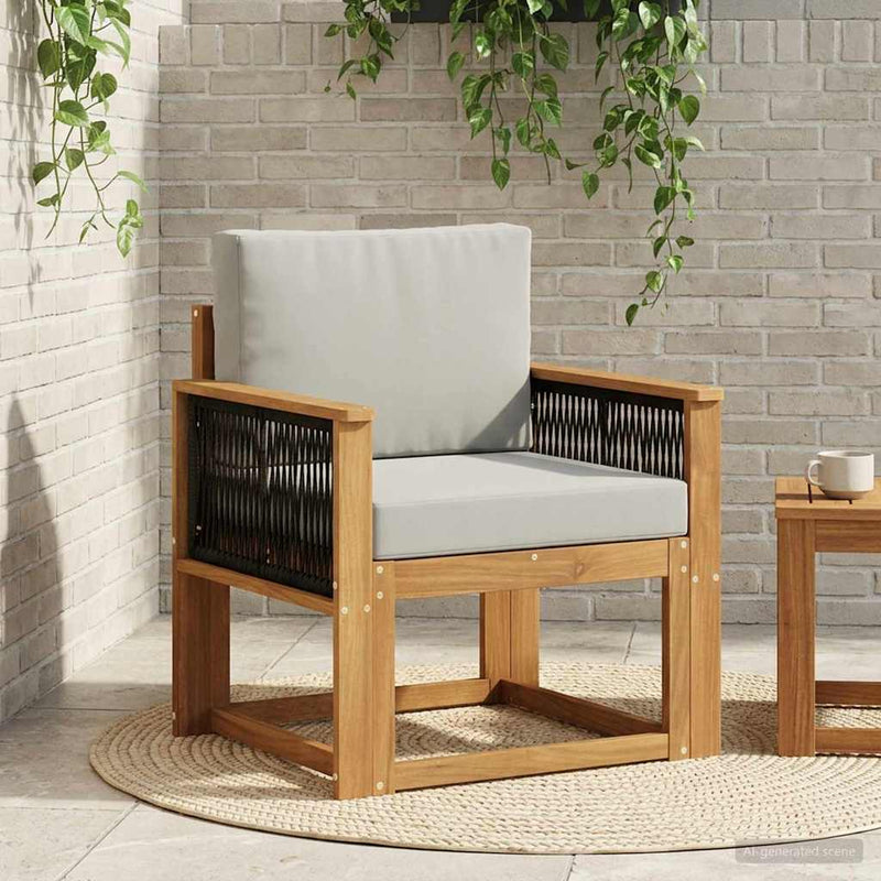 Canapea Medie pentru Exterior Lemn Solid de Acacia natural