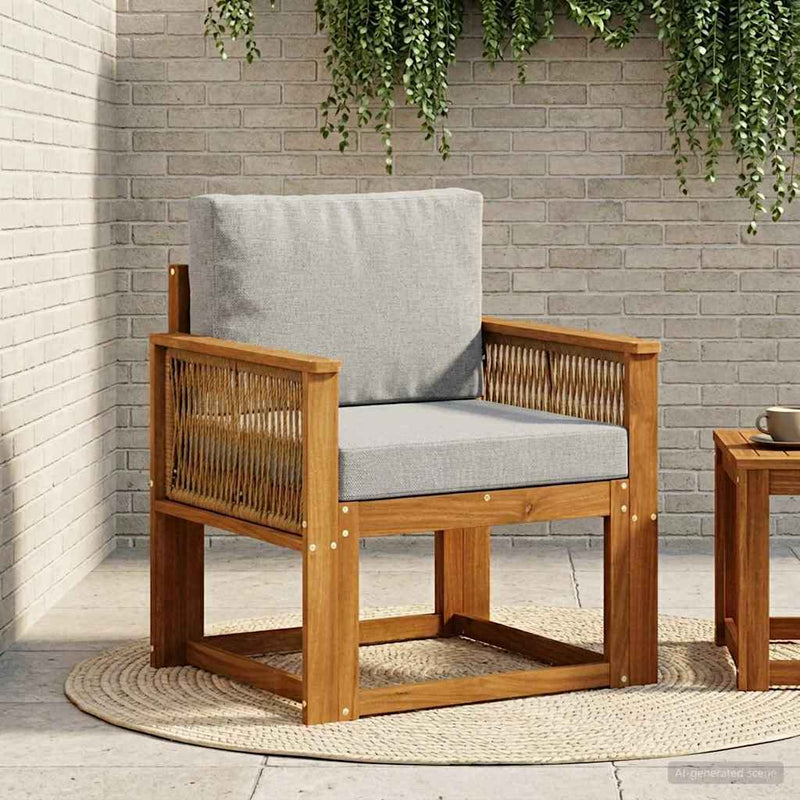 Canapea Medie pentru Exterior Lemn Solid de Acacia natural