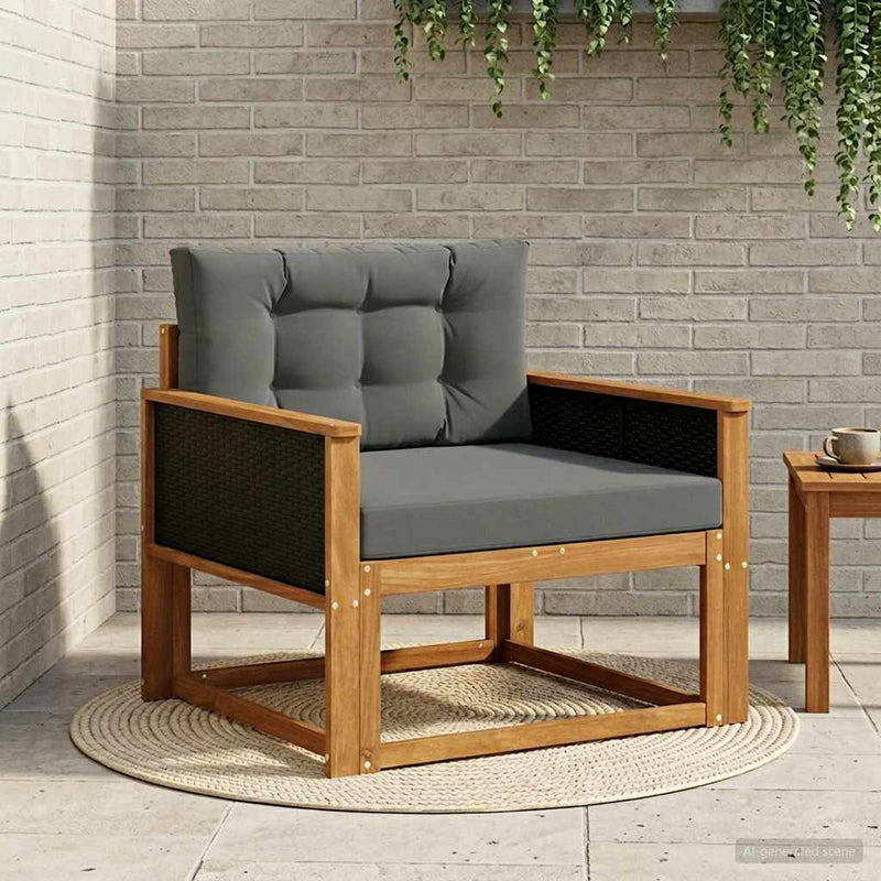 Canapea Medie pentru Exterior Lemn Solid de Acacia natural