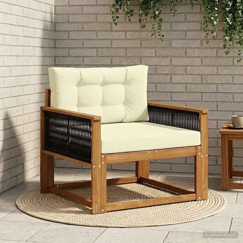 Canapea Medie pentru Exterior Lemn Solid de Acacia natural