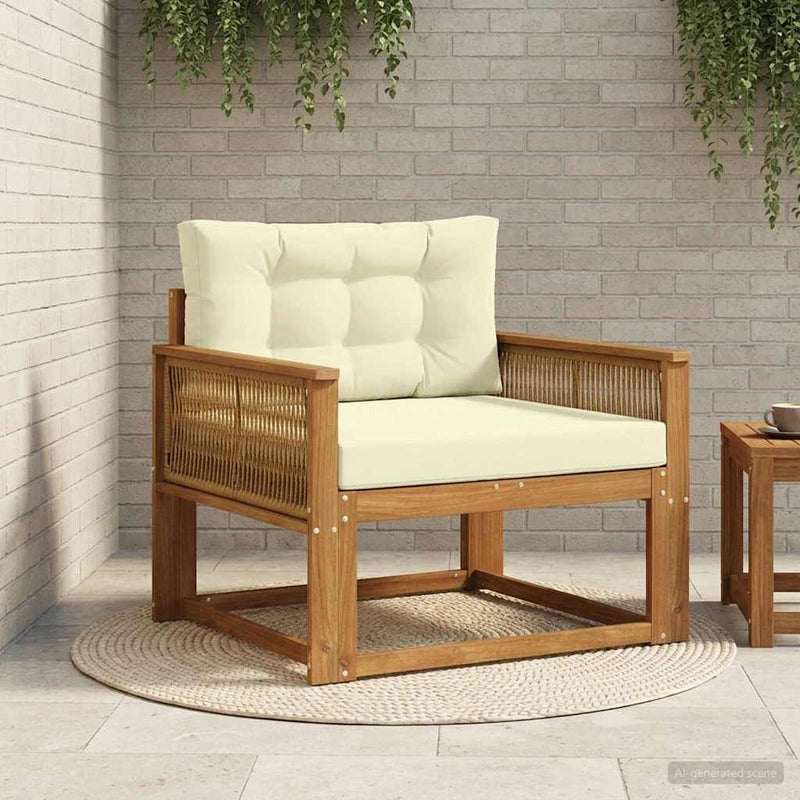 Canapea Medie pentru Exterior Lemn Solid de Acacia natural