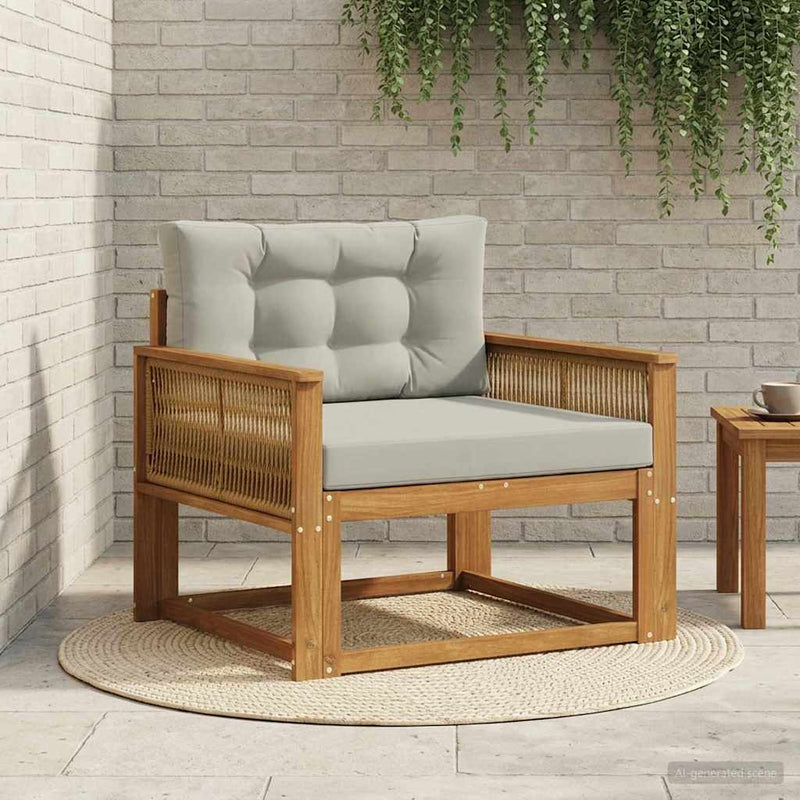 Canapea Medie pentru Exterior Lemn Solid de Acacia natural