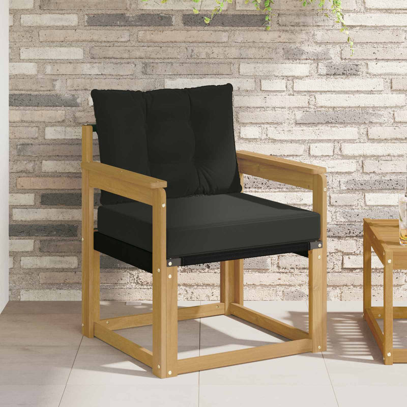 Canapea de exterior Lemn solid de Acacia și Textilene Alb