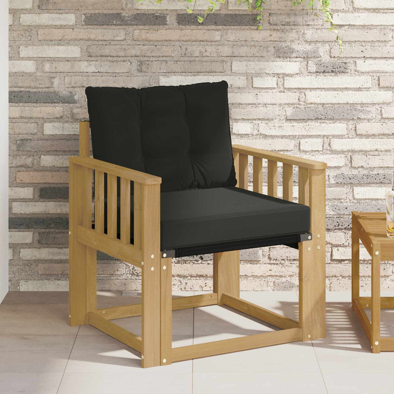 Canapea de exterior Lemn solid de Acacia și Textilene Alb