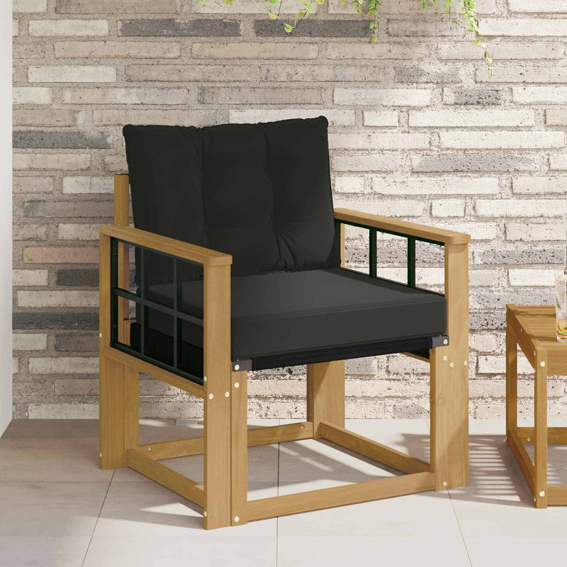 Canapea de exterior Lemn solid de Acacia și Textilene Alb