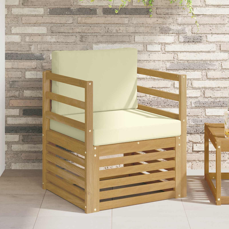 Set de canapele de exterior Poliester Alb și crem
