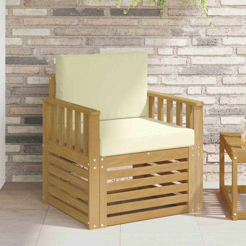 2 Bucată Set de canapele de exterior Poliester Alb și Crem