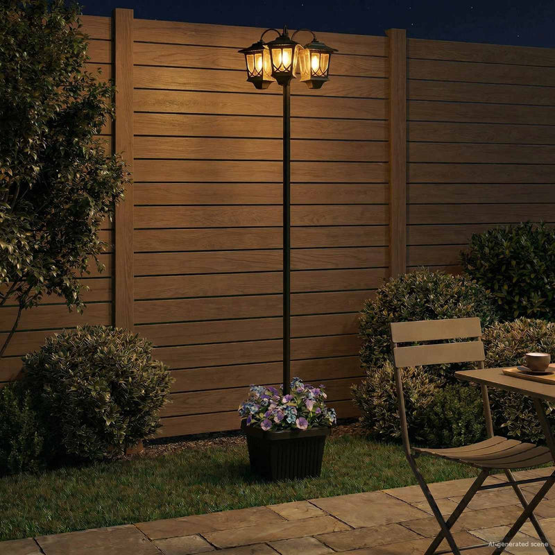 Lampă solară de exterior with LED Bulb Negru