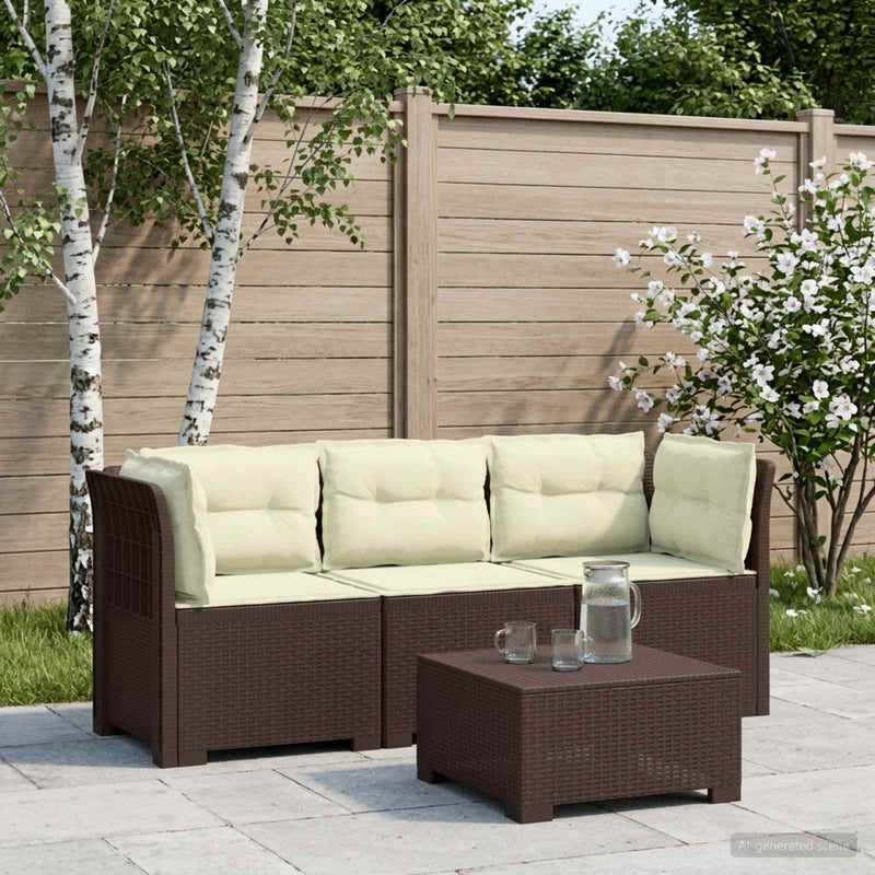 Sofa de grădină cu 3 locuri, cu perne, aspect de rattan PP Maro