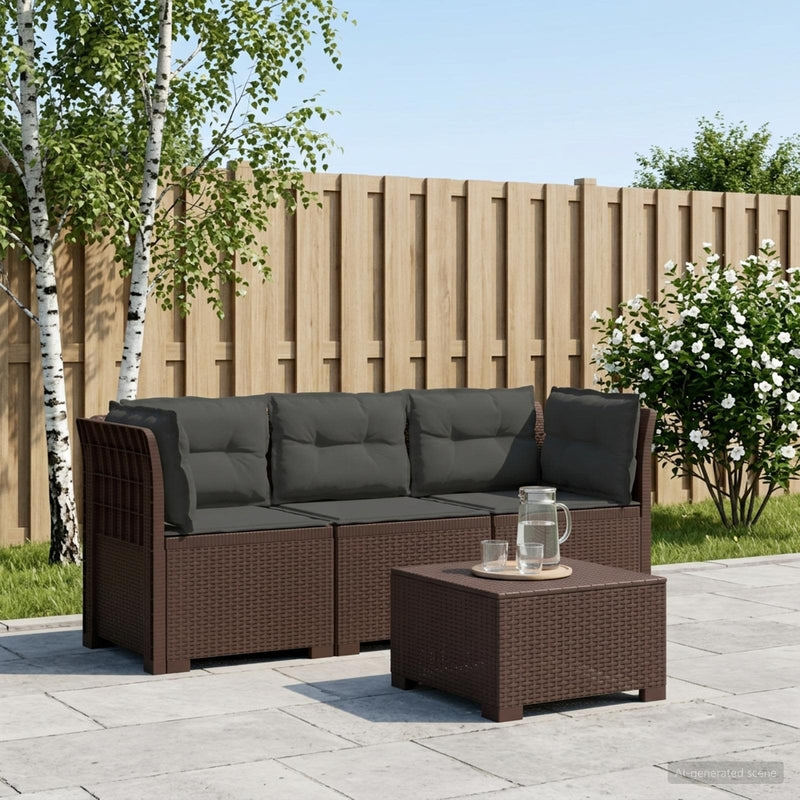 Sofa de grădină cu 3 locuri, cu perne, aspect de rattan PP Maro