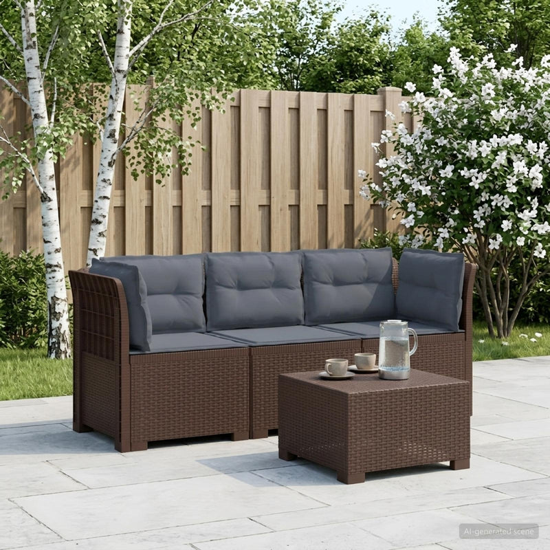 Sofa de grădină cu 3 locuri, cu perne, aspect de rattan PP Maro