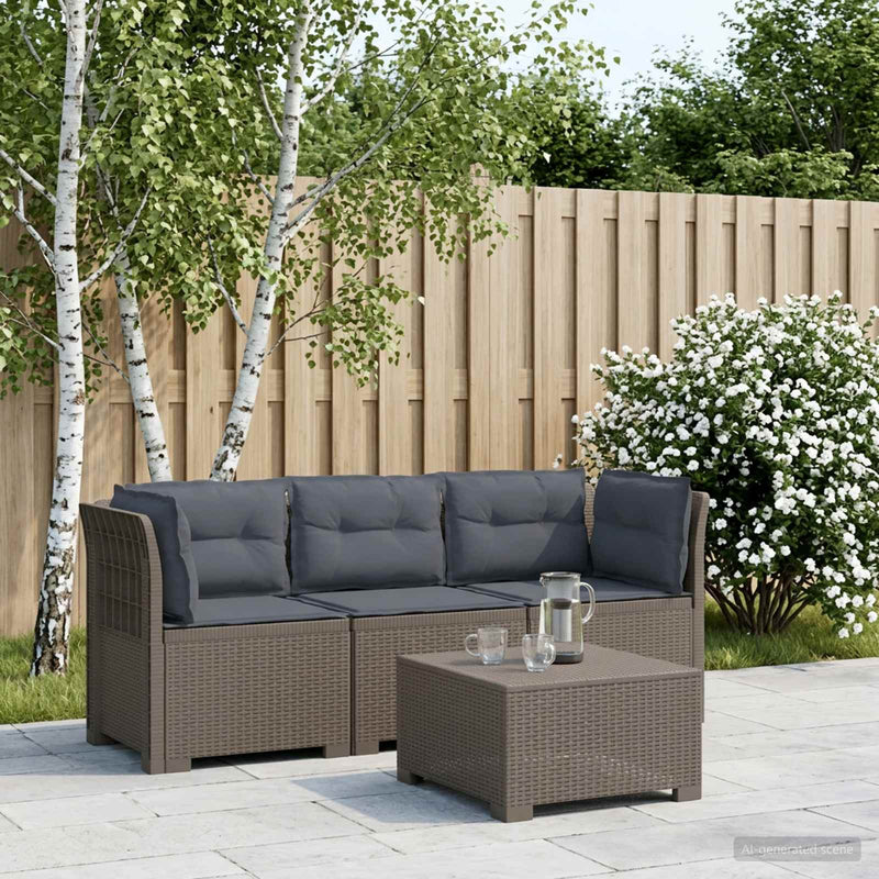 Sofa de grădină cu 3 locuri, cu perne, aspect de rattan PP