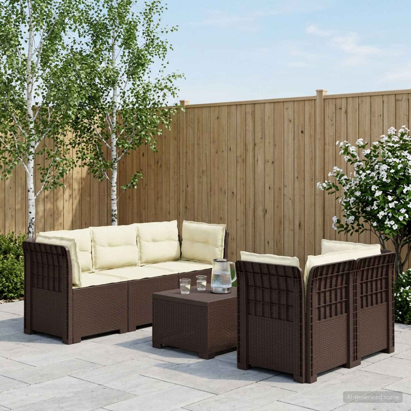 Sofa de grădină cu 5 locuri cu perne aspect rattan PP Maro
