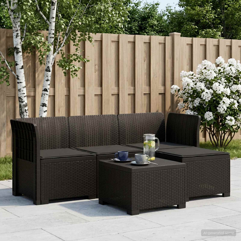 Sofa de Grădină 4-Locuri cu Perne Aspect Ratan PP Antracit