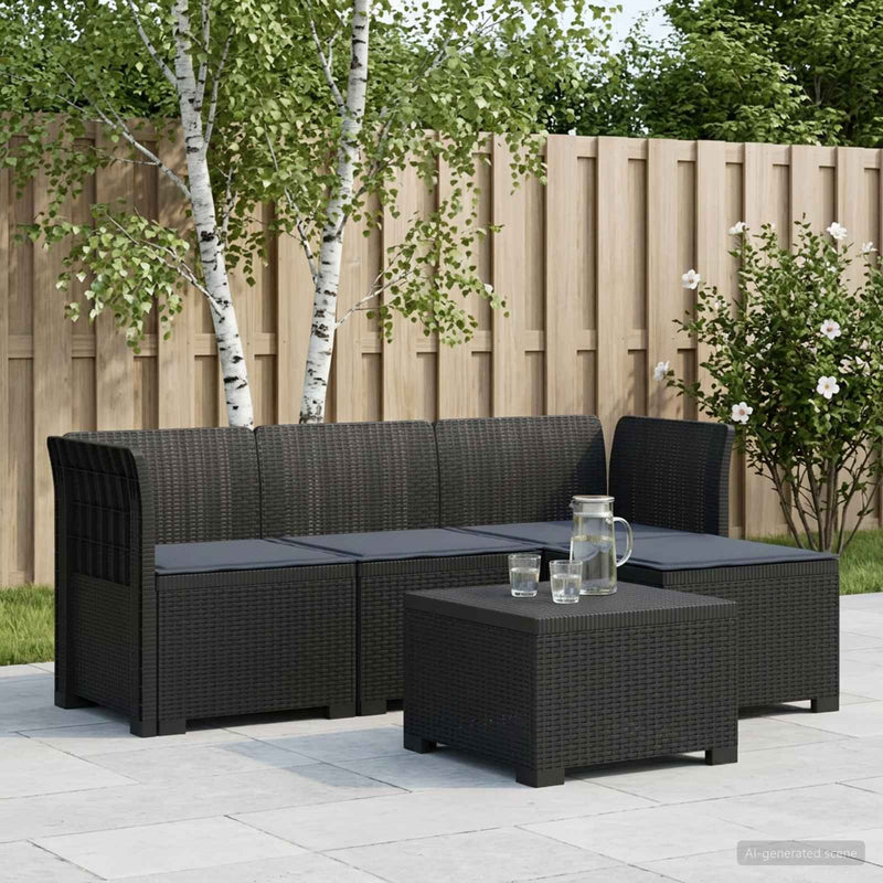 Sofa de Grădină 4-Locuri cu Perne Aspect Ratan PP Antracit