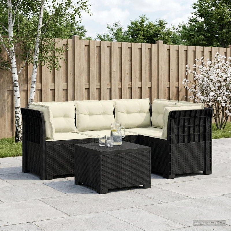 Sofa de Grădină 4-Locuri cu Perne Aspect Ratan PP Antracit