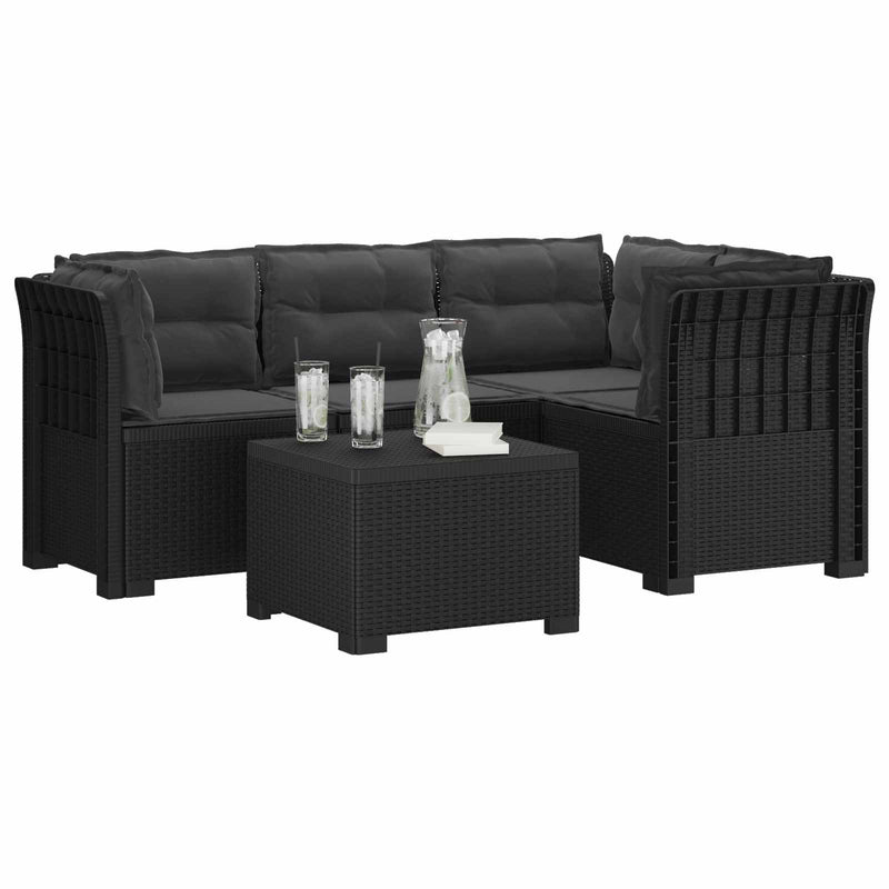 Sofa de Grădină 4-Locuri cu Perne Aspect Ratan PP Antracit