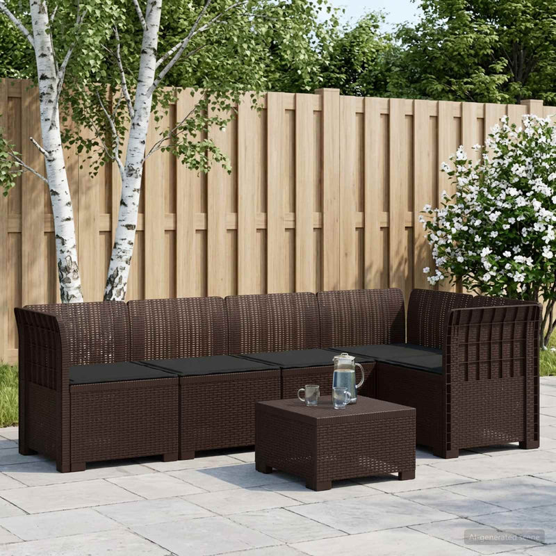 Sofa de grădină cu 5 locuri cu perne aspect rattan PP Maro