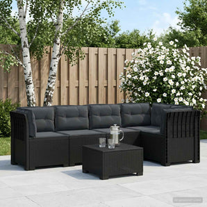 Sofa de grădină cu 5 locuri cu perne aspect rattan PP Antracit