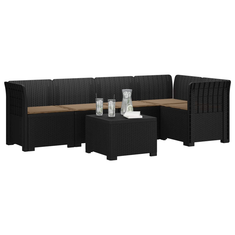 Sofa de grădină cu 5 locuri cu perne aspect rattan PP Antracit