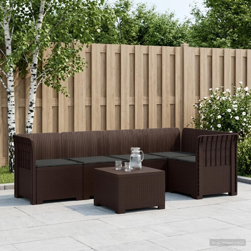 Sofa de grădină cu 5 locuri cu perne aspect rattan PP Maro