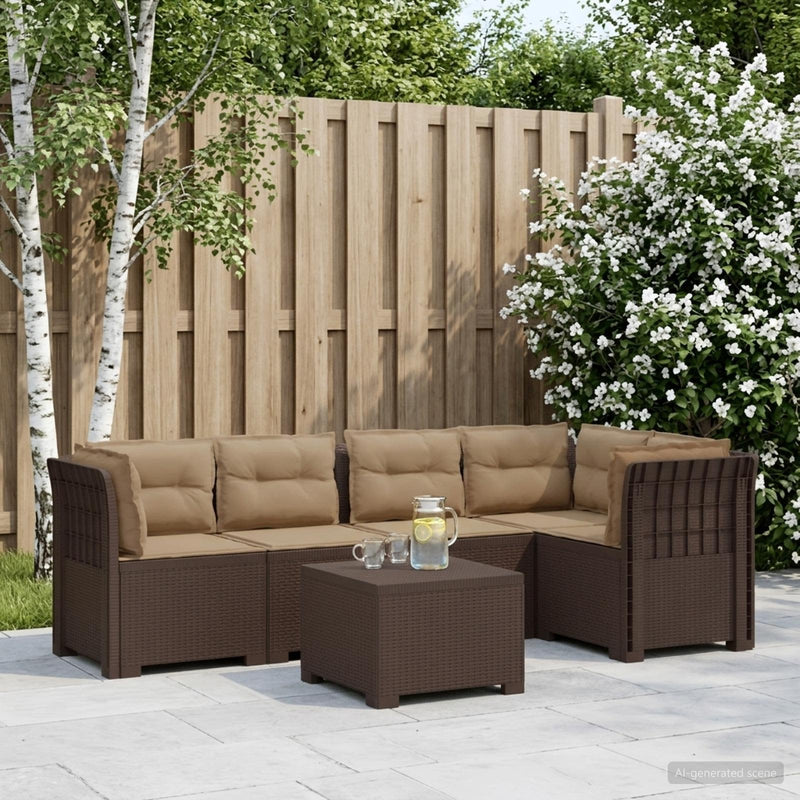 Sofa de grădină cu 5 locuri cu perne aspect rattan PP Maro