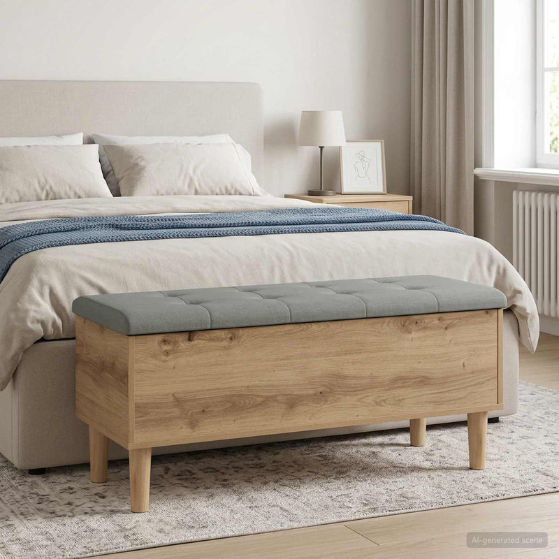 Bancă de depozitare cu perne Stejar Artizanal 102 x 42 x 46 cm