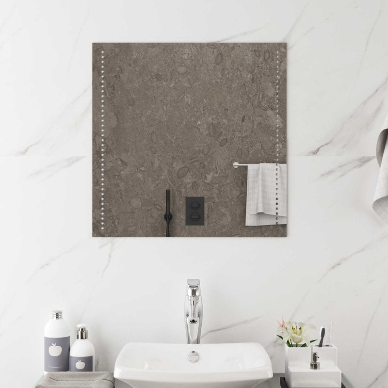 Oglindă de baie cu LED Transparent 60 x 60 cm sticlă securizată