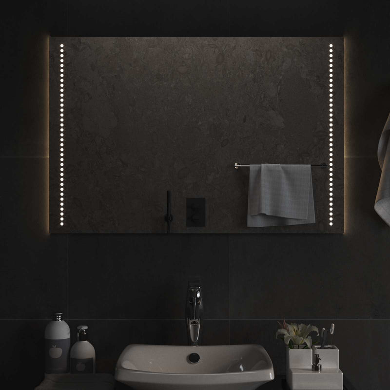 Oglindă de baie cu LED Transparent 90 x 60 cm sticlă securizată