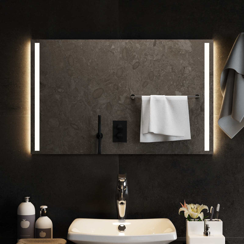 Oglindă de baie cu LED Transparent 80 x 50 cm sticlă securizată