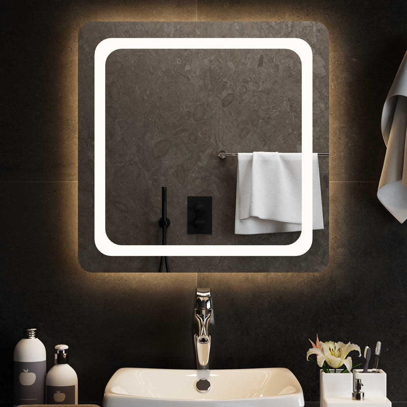 Oglindă de baie cu LED Transparent 60 x 60 cm sticlă securizată