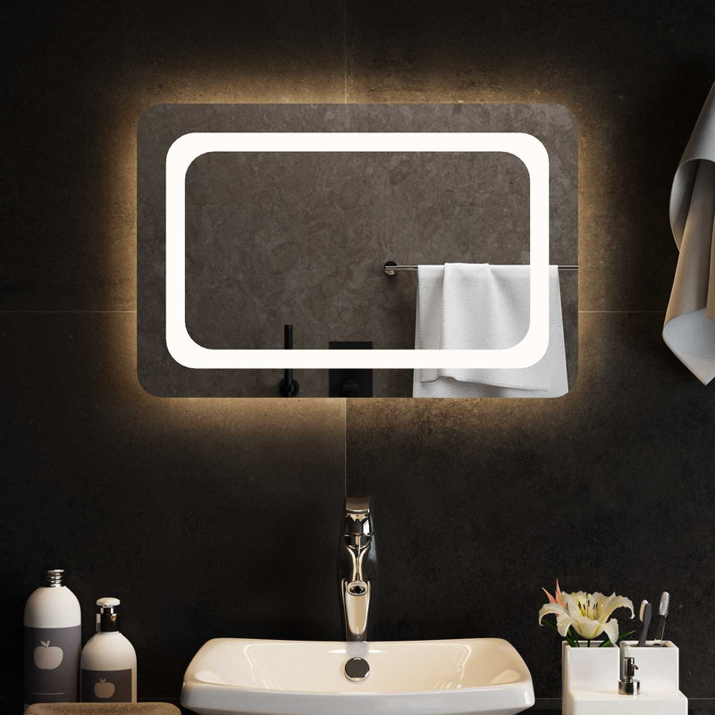 Oglindă de baie cu LED Transparent 60 x 40 cm sticlă securizată