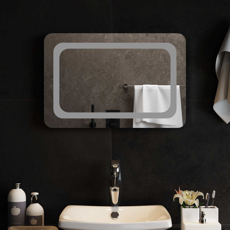 Oglindă de baie cu LED Transparent 60 x 40 cm sticlă securizată