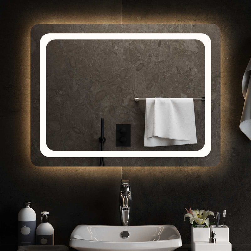 Oglindă de baie cu LED Transparent 80 x 60 cm sticlă securizată