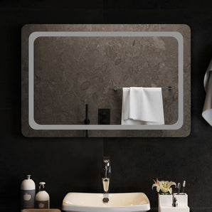 Oglindă de baie cu LED Transparent 90 x 60 cm sticlă securizată