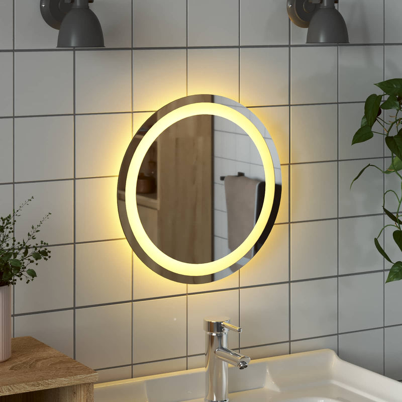 Oglindă de baie cu LED Transparent Ø 40 cm sticlă securizată