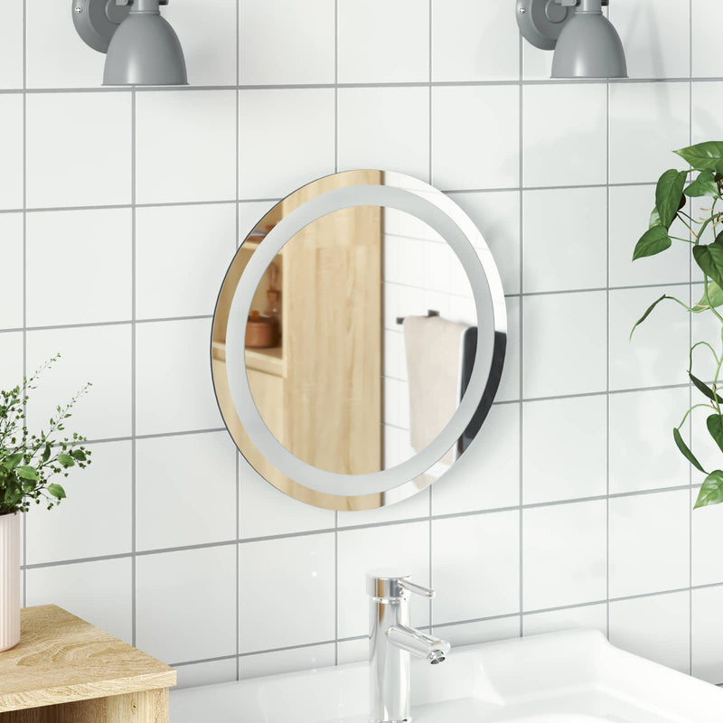 Oglindă de baie cu LED Transparent Ø 40 cm sticlă securizată