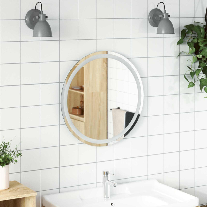 Oglindă de baie cu LED Transparent Ø 60 cm sticlă securizată