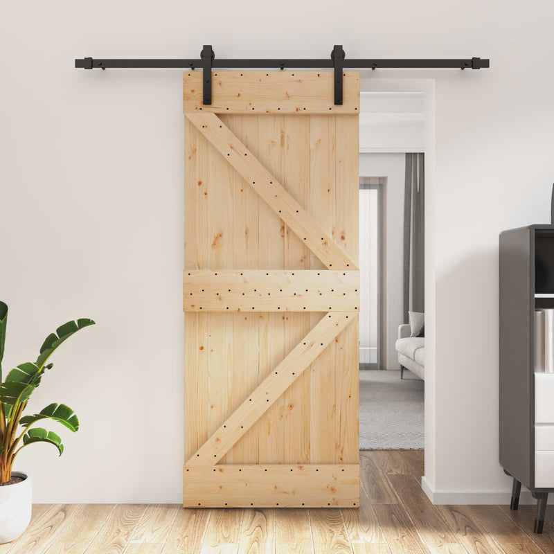 Ușă glisantă 85 x 210 cm Lemn de Pin Solid (Nefinisat)