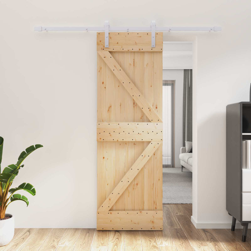 Ușă glisantă 70 x 210 cm Lemn de Pin Solid (Nefinisat)