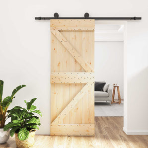 Ușă glisantă 85 x 210 cm Lemn de Pin Solid (Nefinisat)