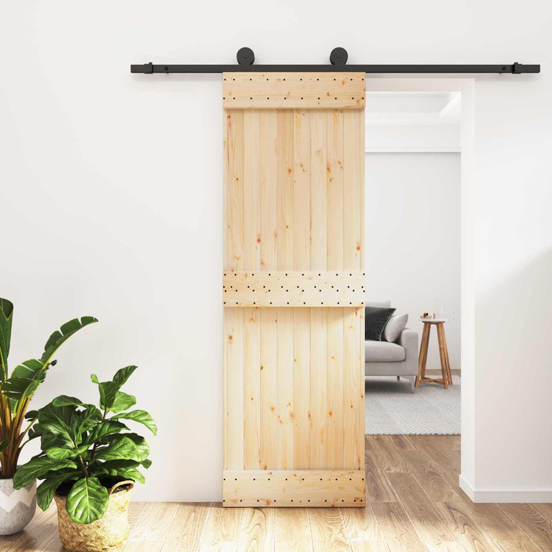 Ușă glisantă 70 x 210 cm Lemn de Pin Solid (Nefinisat)