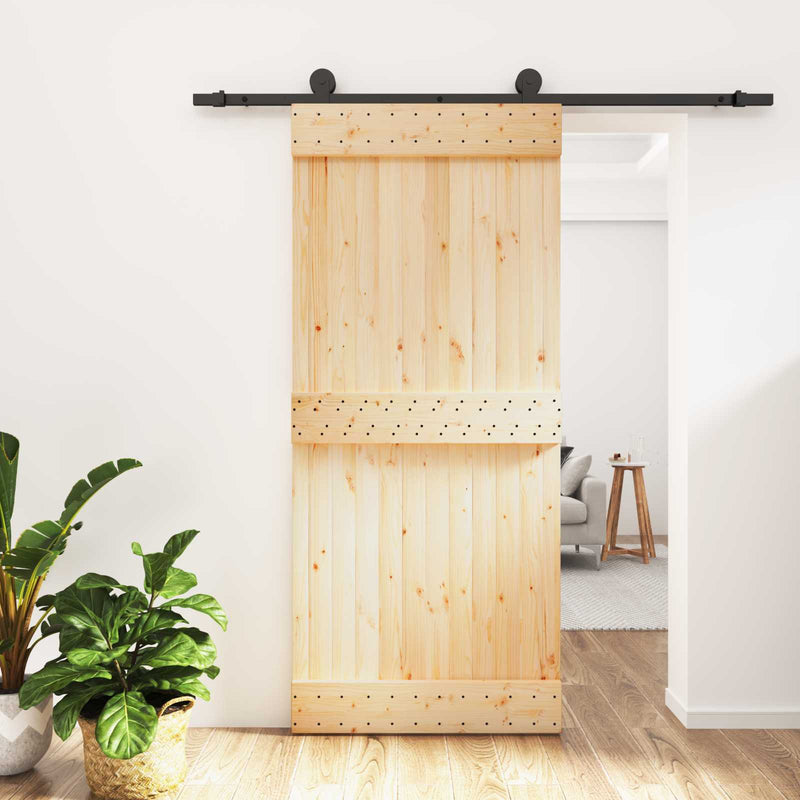 Ușă glisantă 90 x 210 cm Lemn de Pin Solid (Nefinisat)