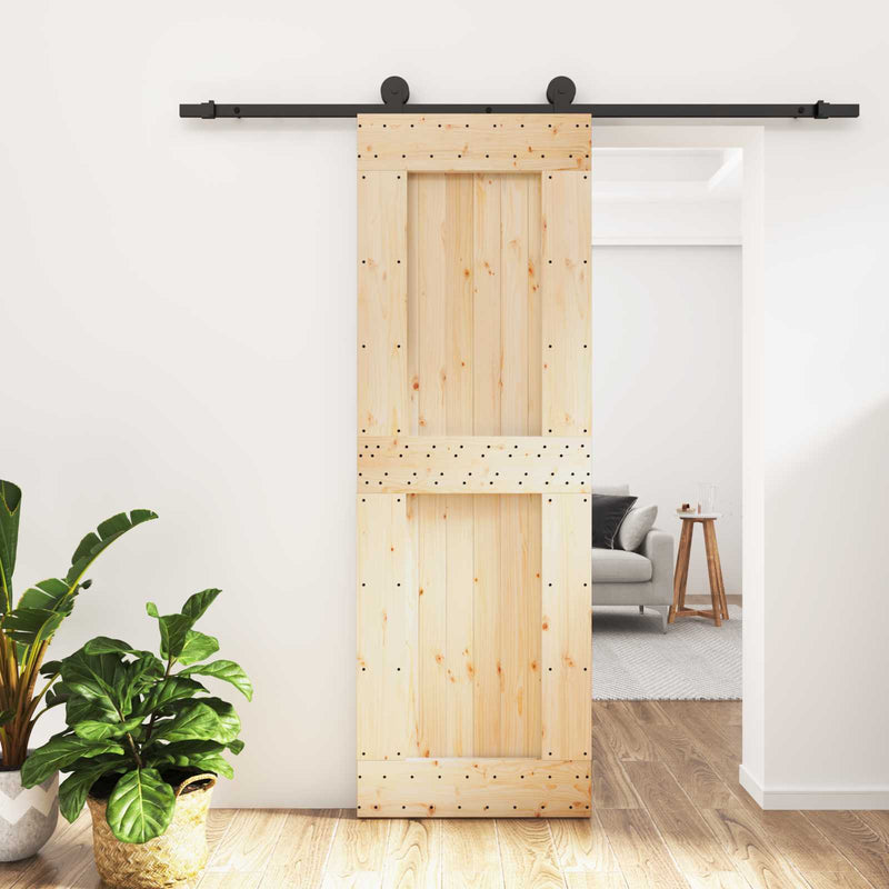 Ușă glisantă 70 x 210 cm Lemn de Pin Solid (Nefinisat)