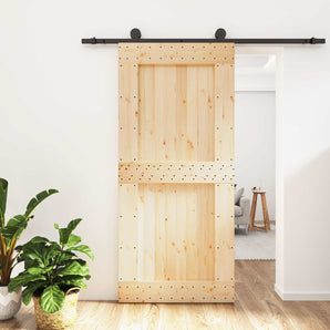 Ușă glisantă 95 x 210 cm Lemn de Pin Solid (Nefinisat)